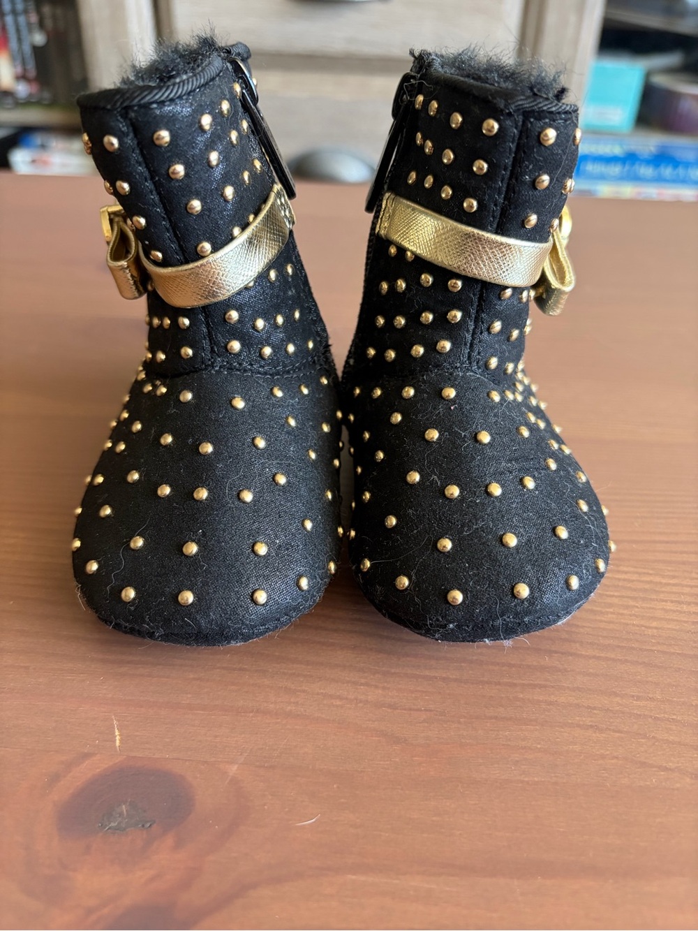 Michael Kors Grace Tiff Black and Gold Studded Boots